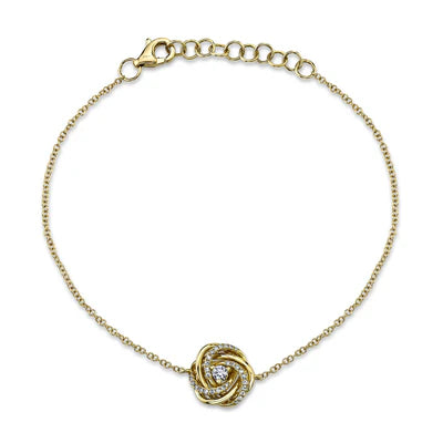 DIAMOND LOVE KNOT BRACELET IN 14K YELLOW GOLD