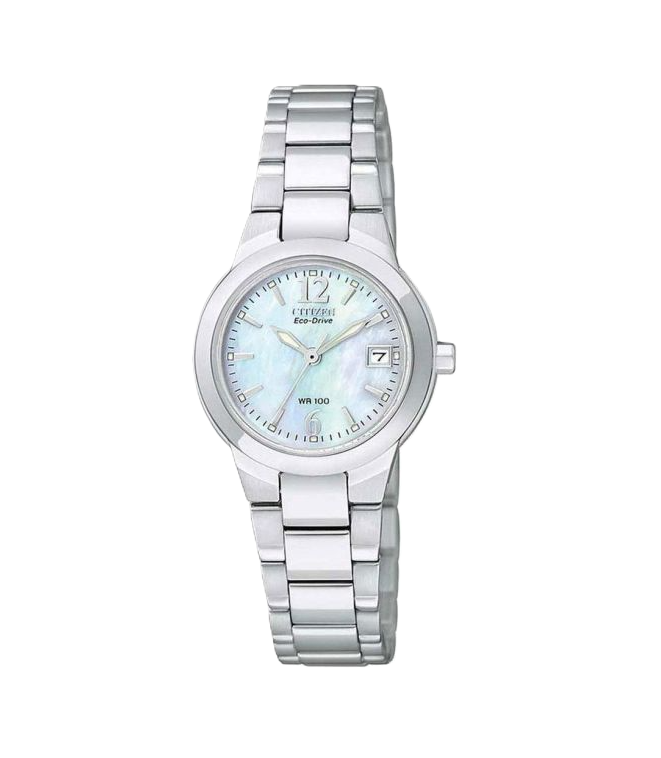CITIZEN SILHOUETTE | LADIES ECO-DRIVE WATCH | STAINLESS STEEL | MOTHER OF PEARL DIAL | WR100 | EW1670-59D - Brownee Jewelers