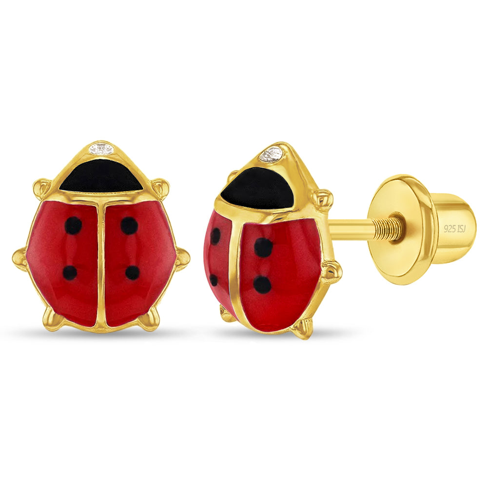 Sterling Silver & 14K Yellow Gold-Plated Kids Ladybug Stud Earrings