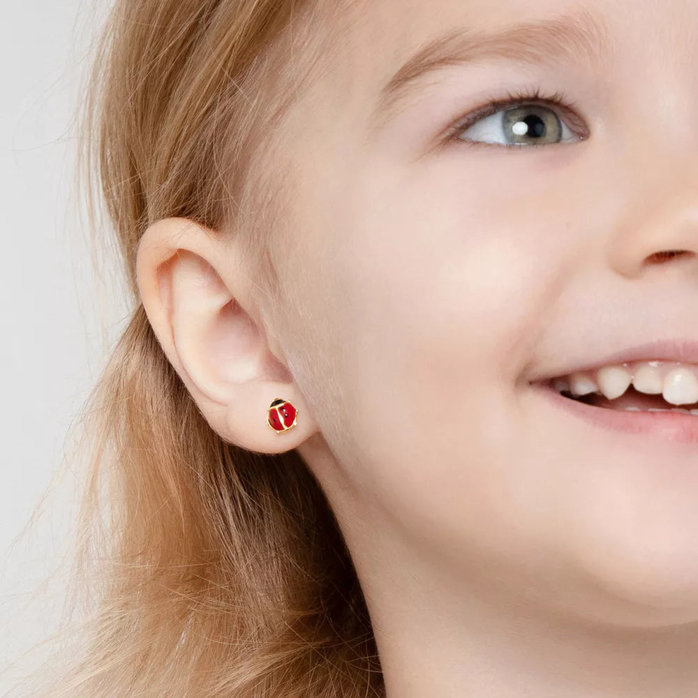 Sterling Silver & 14K Yellow Gold-Plated Kids Ladybug Stud Earrings