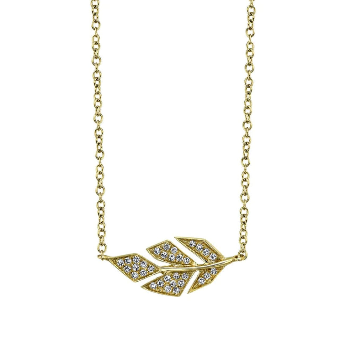 DIAMOND LEAF NECKLACE IN 14K YELLOW GOLD 