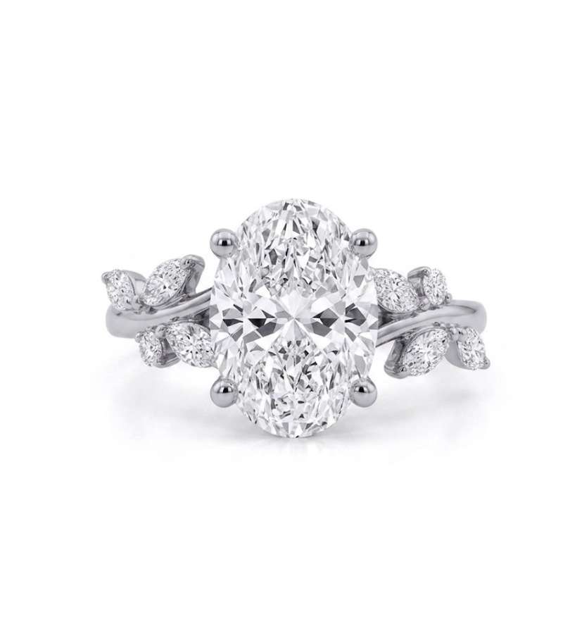 1 CT Oval Lab-Grown Diamond Engagement Ring | 10K White Gold | 1.25 CTTW | LGR49190-125 - Brownee Jewelers