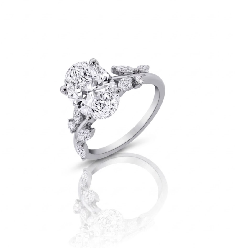1 CT Oval Lab-Grown Diamond Engagement Ring | 10K White Gold | 1.25 CTTW | LGR49190-125 - Brownee Jewelers