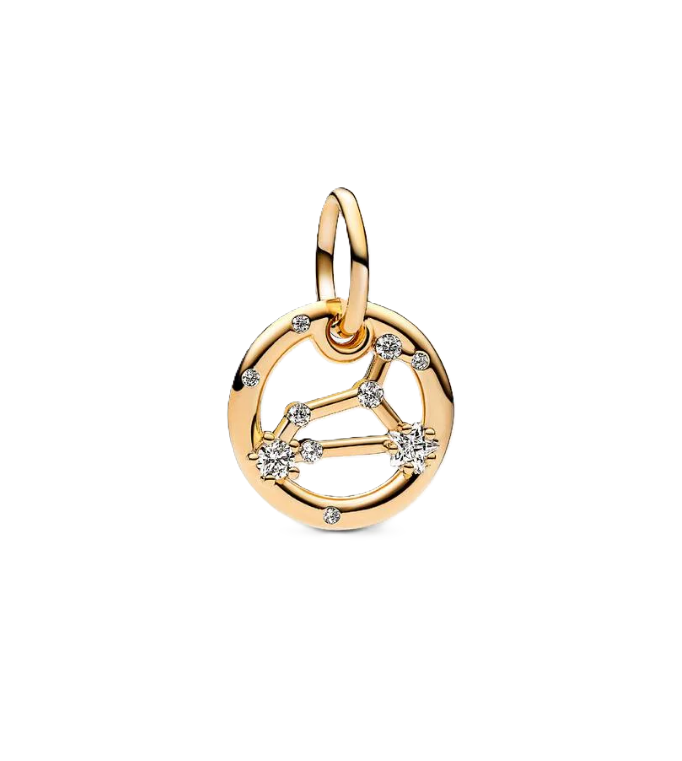 Pandora Leo Zodiac Dangle Charm in Sterling Silver with 14K Gold Plating and Cubic Zirconia Accents