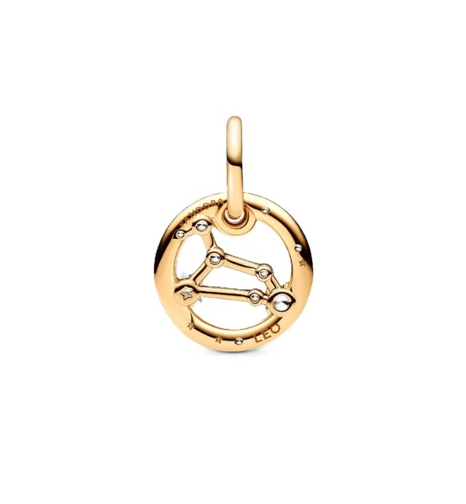 Pandora Leo Zodiac Dangle Charm in Sterling Silver with 14K Gold Plating and Cubic Zirconia Accents