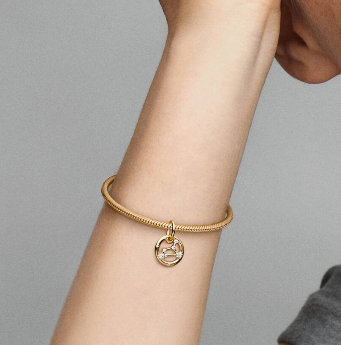 Pandora Leo Zodiac Dangle Charm in Sterling Silver with 14K Gold Plating and Cubic Zirconia Accents