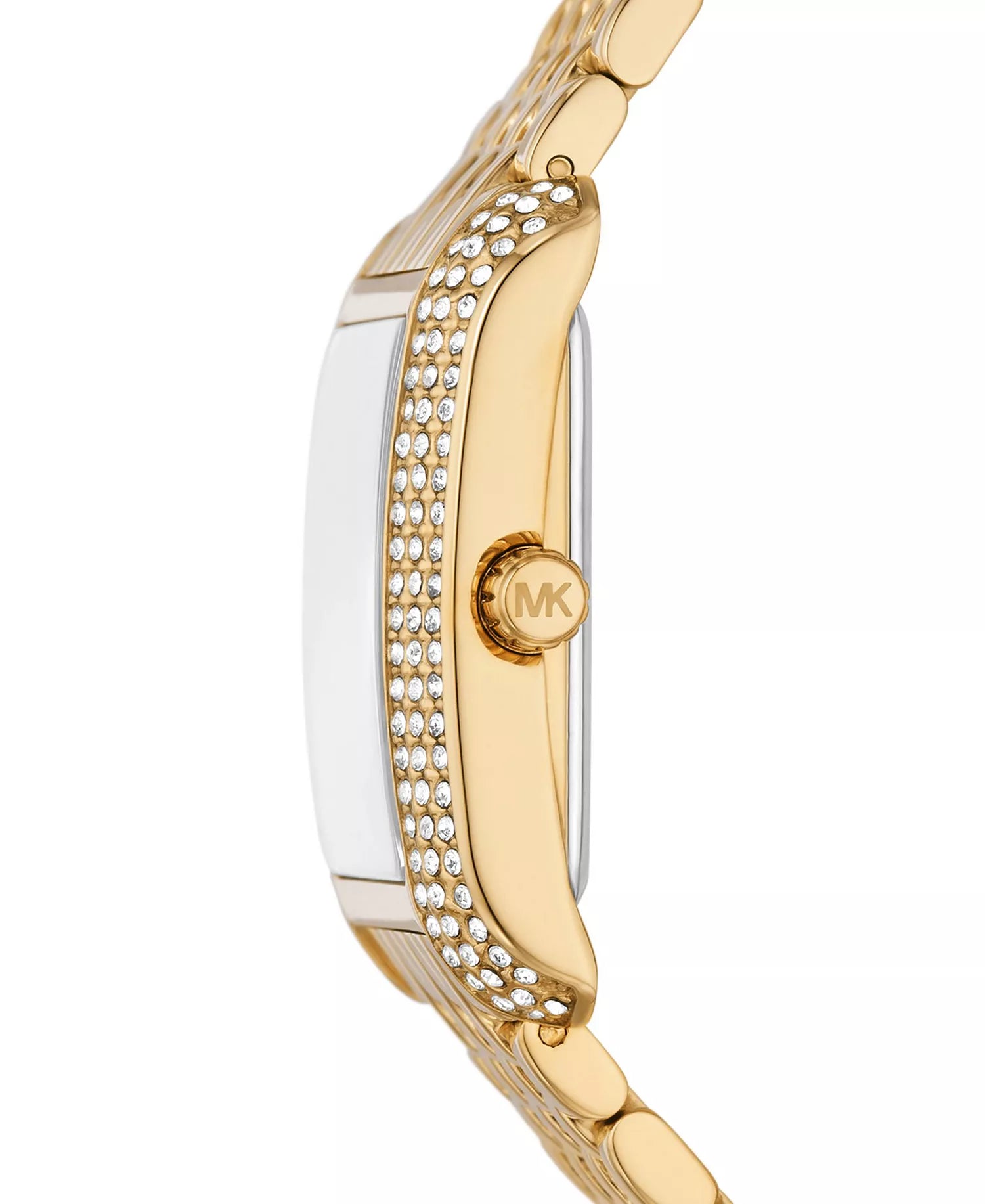 Emery Three-Hand Watch | Michael Kors | Gold-Tone Stainless Steel | 33mm x 27mm Rectangular Case | Green Dial Crystal Accents - Brownee Jewelers