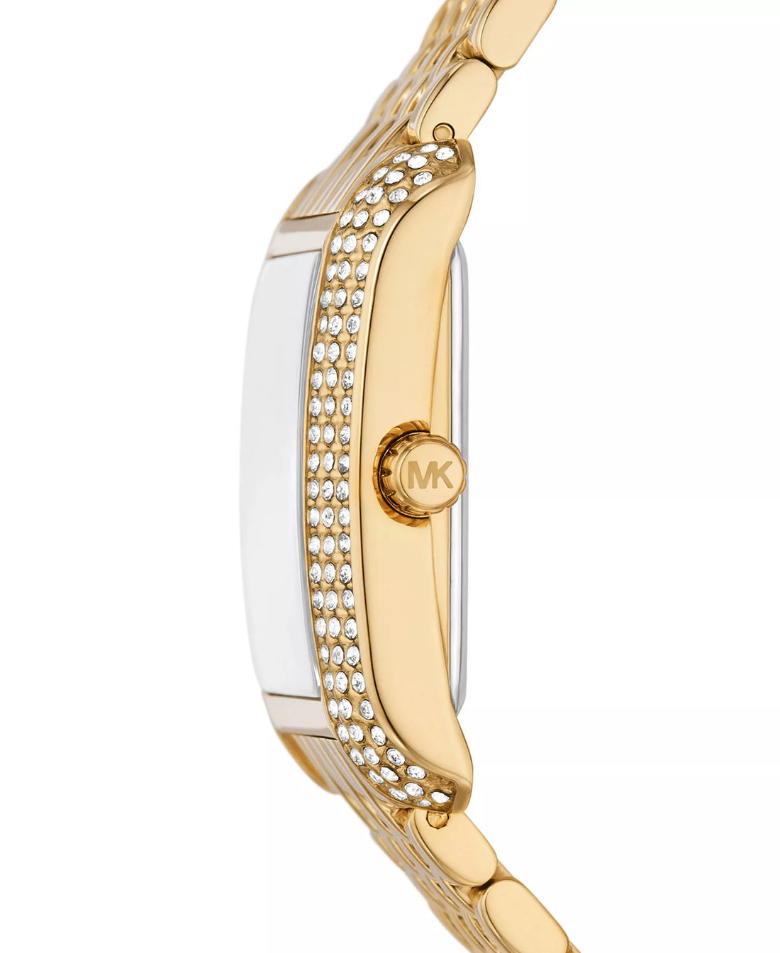 Emery Three-Hand Watch | Michael Kors | Gold-Tone Stainless Steel | 33mm x 27mm Rectangular Case | Green Dial Crystal Accents - Brownee Jewelers