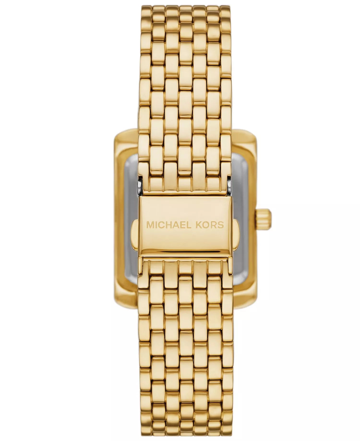 Emery Three-Hand Watch | Michael Kors | Gold-Tone Stainless Steel | 33mm x 27mm Rectangular Case | Green Dial Crystal Accents - Brownee Jewelers