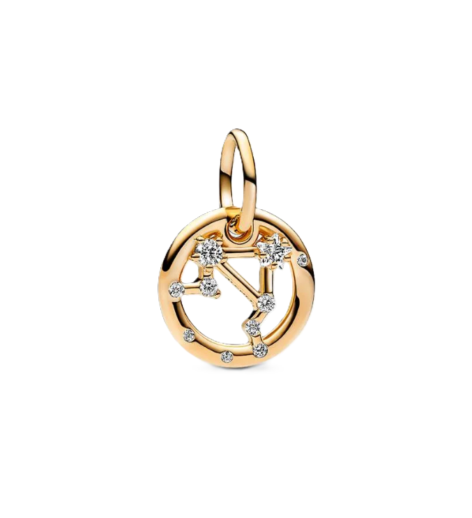 Pandora Libra Zodiac Dangle Charm in Sterling Silver with 14K Gold Plating and Cubic Zirconia Accents