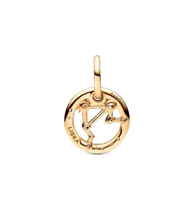 Pandora Libra Zodiac Dangle Charm in Sterling Silver with 14K Gold Plating and Cubic Zirconia Accents