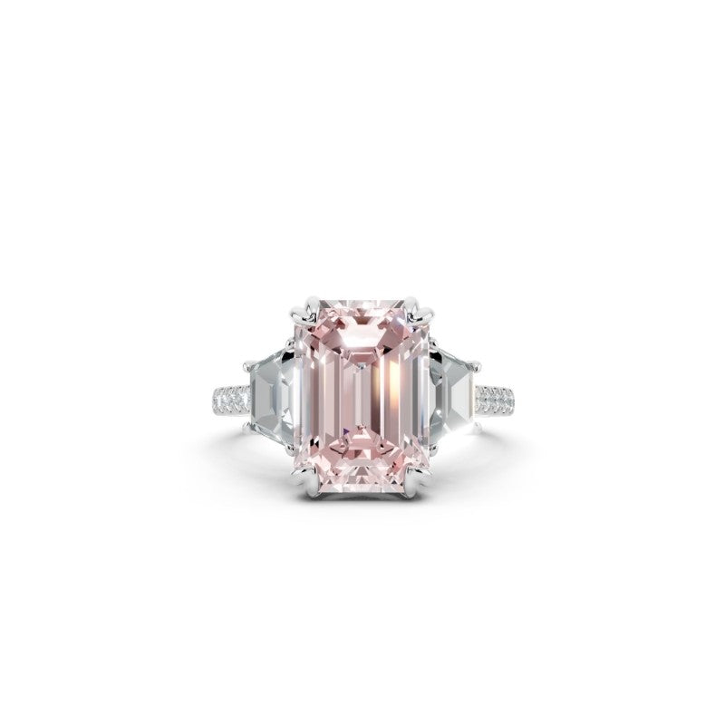 Pink Emerald-Cut Lab-Grown Diamond Ring