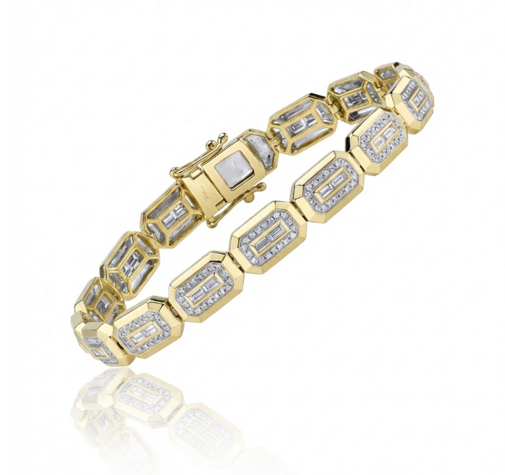 SHY CREATION | DIAMOND BAGUETTE BRACELET | 14K YELLOW GOLD | 1.46 ctw | SC55027179RD - Brownee Jewelers