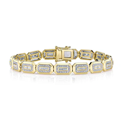 SHY CREATION | DIAMOND BAGUETTE BRACELET | 14K YELLOW GOLD | 1.46 ctw | SC55027179RD - Brownee Jewelers