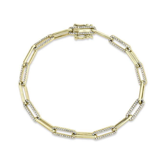 0.74 TOTAL CARAT WEIGHT DIAMOND PAPER CLIP LINK BRACELET IN 14K YELLOW GOLD 