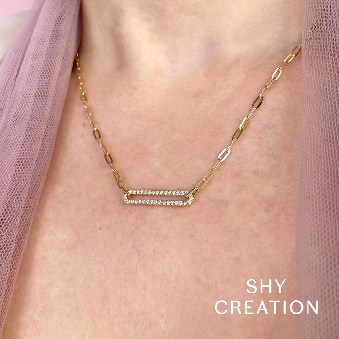 0.26 TOTAL CARAT WEIGHT DIAMOND PAPER CLIP LINK NECKLACE IN 14K YELLOW GOLD