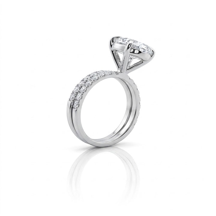 OVAL LAB-GROWN DIAMOND BRIDAL RING SET | 14K WHITE GOLD | 4.01 ct CENTER | LGR43064-450SFW& - Brownee Jewelers