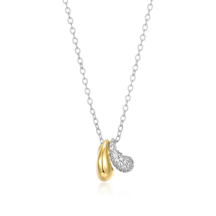 Reign | DiamondLite® Cubic Zirconia Double Teardrop Necklace | Sterling Silver & 18K Gold-Plated | 16+2 Inch Adjustable Necklace | R0ABZQ0014-0C5AQB3 - Brownee Jewelers