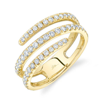 Diamond Wrap Band Ring | 14K Yellow Gold | Round Diamonds | Size 8 - Brownee Jewelers