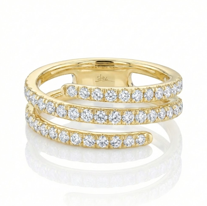 Diamond Wrap Band Ring | 14K Yellow Gold | Round Diamonds | Size 8 - Brownee Jewelers