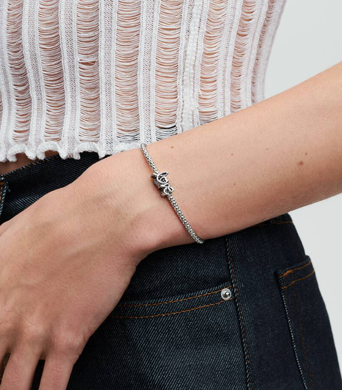 Pandora Handwritten "Love" Charm with Heart Accent in Sterling Silver