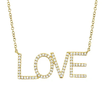 0.21 TOTAL CARAT WEIGHT DIAMOND 'LOVE' NECKLACE IN 14K YELLOW GOLD