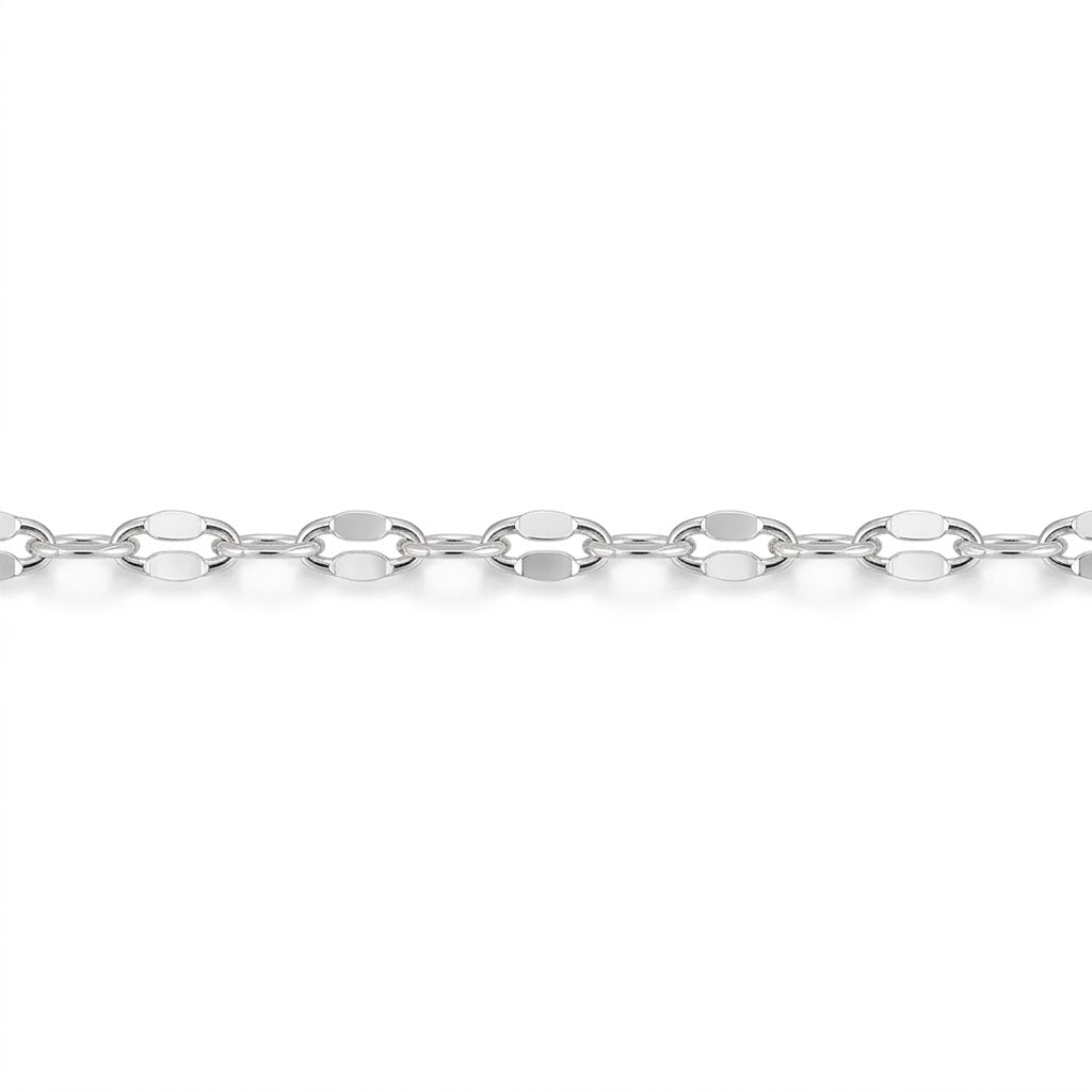 6.5 Inch Adjustable Rhodium-Plated Stainless Steel Fancy Lumachina Oval Link Bracelet