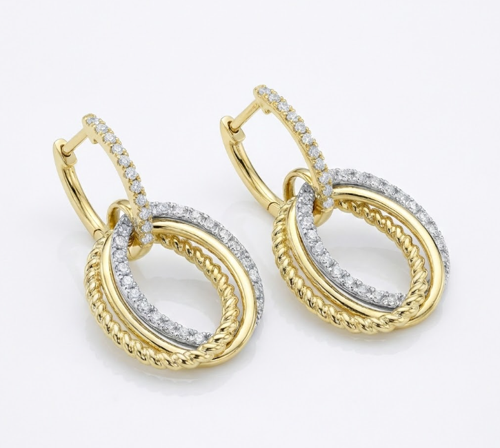 Diamond Oval Drop Earrings
