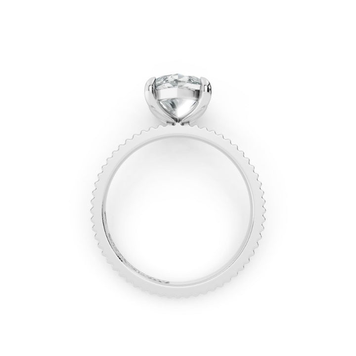 Marquise-Cut Lab-Grown Diamond Engagement Ring | 14K White Gold | 3.01 ctw | Ribbed Band | Solitaire Design - Brownee Jewelers