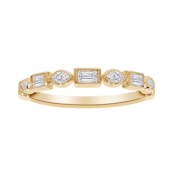 Emerald & Marquise Lab-Grown Diamond Band Ring | 10K Yellow Gold | 0.50 CTW Emerald & Marquise Lab Diamonds | Bezel Diamond Band | LGR49374-50SF - Brownee Jewelers