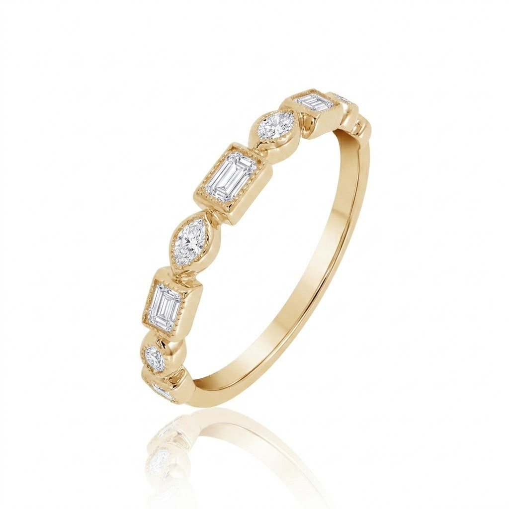 Emerald & Marquise Lab-Grown Diamond Band Ring