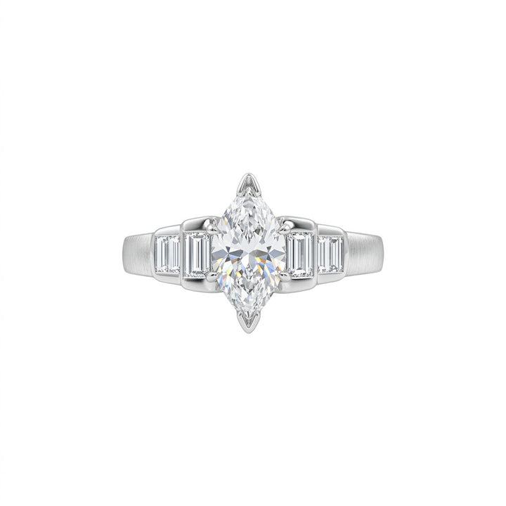 Marquise Diamond Engagement Ring | 14K White Gold | 1.32 CT Marquise Center | JAGI23074015 - Brownee Jewelers