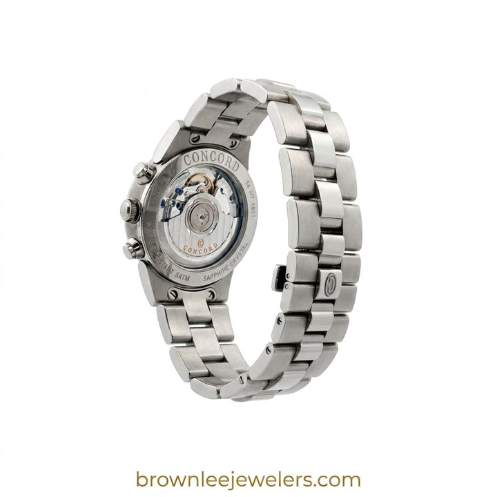 Concord | Mariner Automatic Chronograph | Stainless Steel | Silver Guilloche Dial | Pre-Owned | 14.H7.1891 - Brownee Jewelers