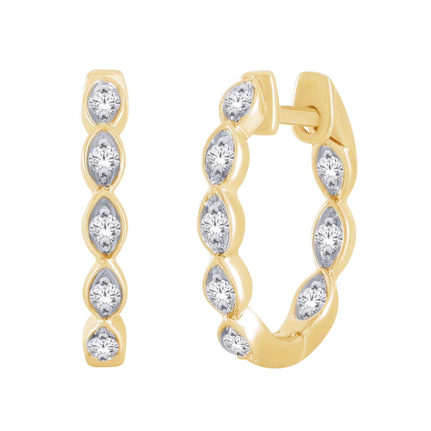 10K Yellow Gold Round Lab-Grown Diamond Hoop Earrings