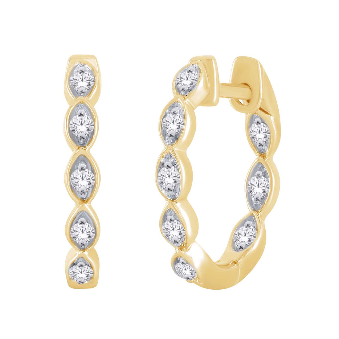 10K Yellow Gold Round Lab-Grown Diamond Hoop Earrings