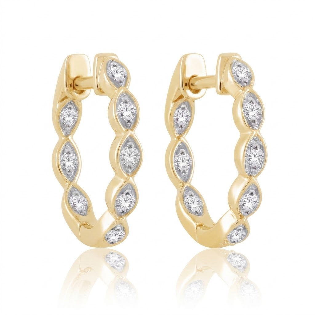 10K Yellow Gold Round Lab-Grown Diamond Hoop Earrings