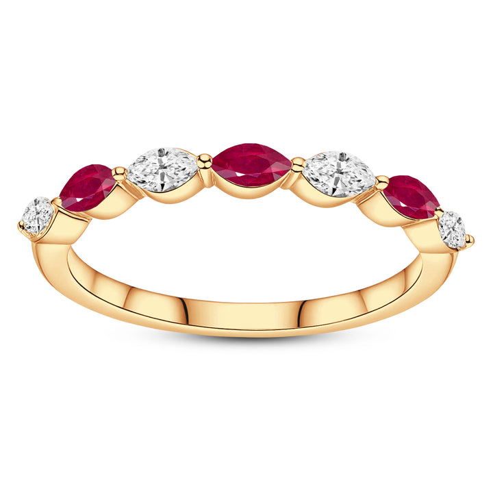 Marquise Ruby & Lab-Grown Diamond Band | 0.20 ct Rubies | 0.10 ct Lab-Grown Diamonds | 10K Yellow Gold | LGR47861-RD - Brownee Jewelers