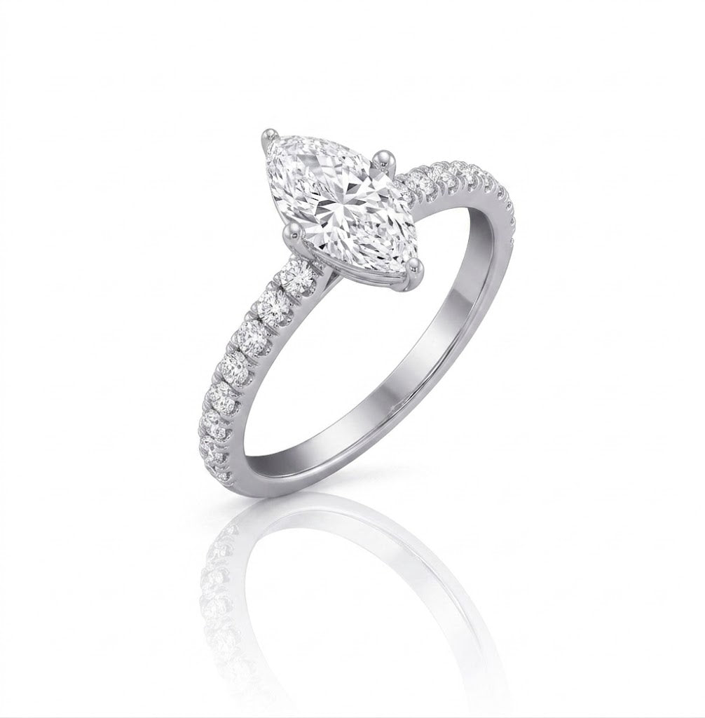 Marquise Lab-Grown Diamond Engagement Ring | 10K White Gold | 1.25 CTTW | LGR51104-125 - Brownee Jewelers