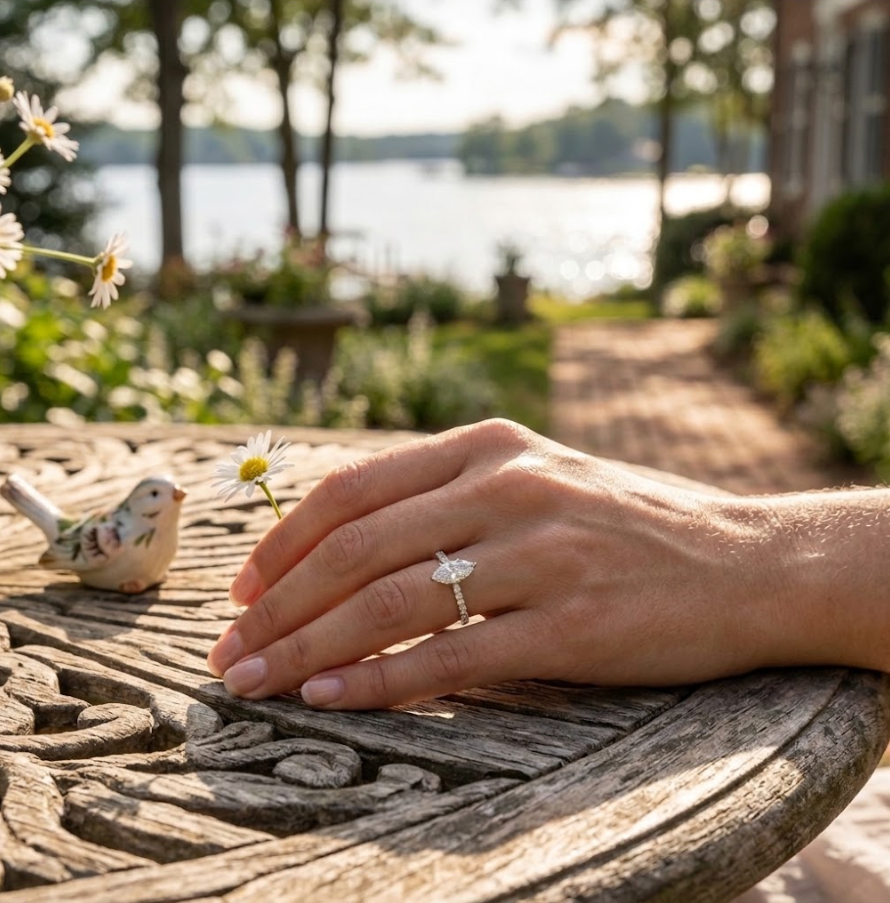 Marquise Lab-Grown Diamond Engagement Ring | 10K White Gold | 1.25 CTTW | LGR51104-125 - Brownee Jewelers
