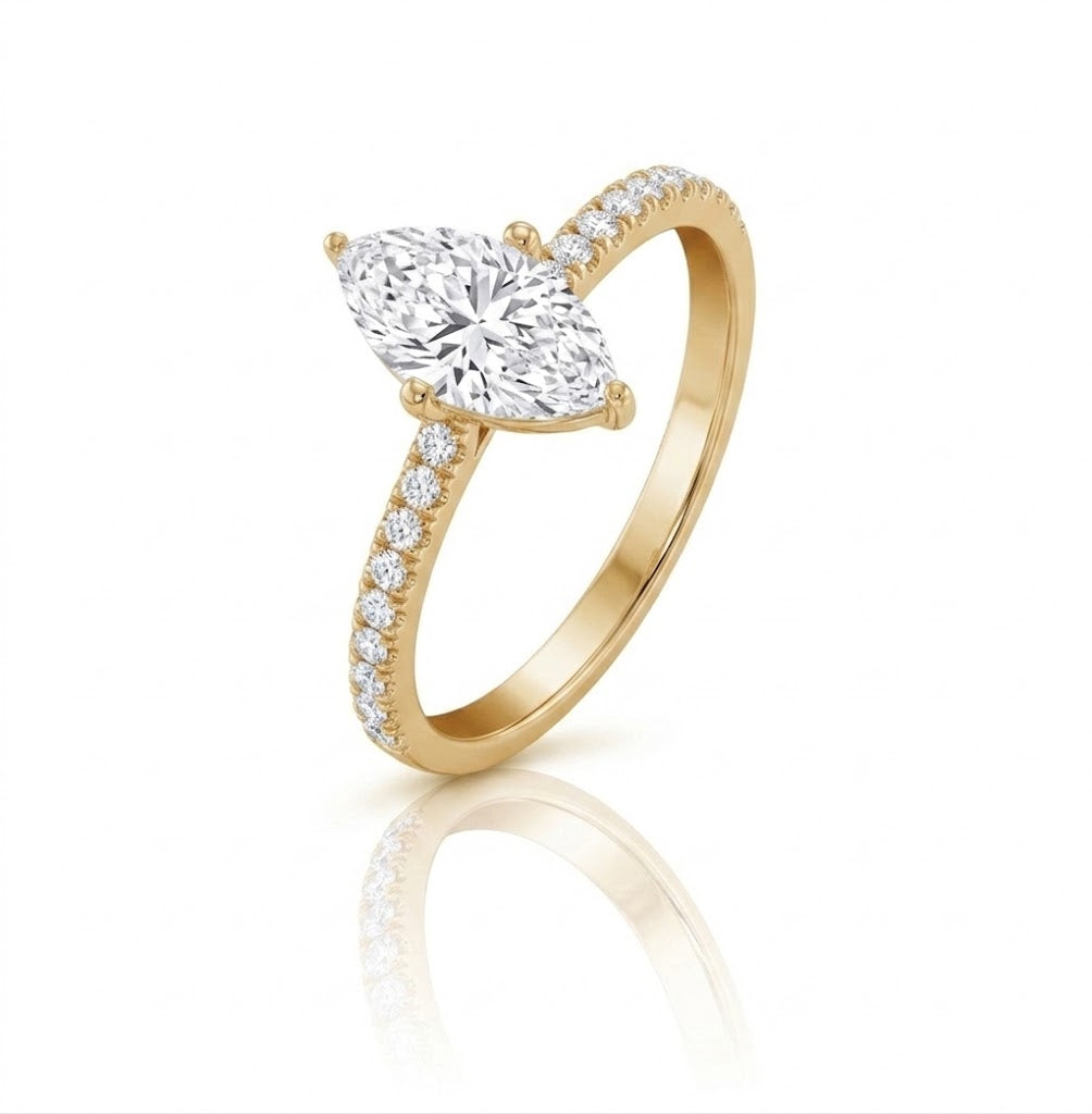Marquise Lab-Grown Diamond Engagement Ring | 10K Yellow Gold | 1.25 CTTW | LGR51104-125 - Brownee Jewelers