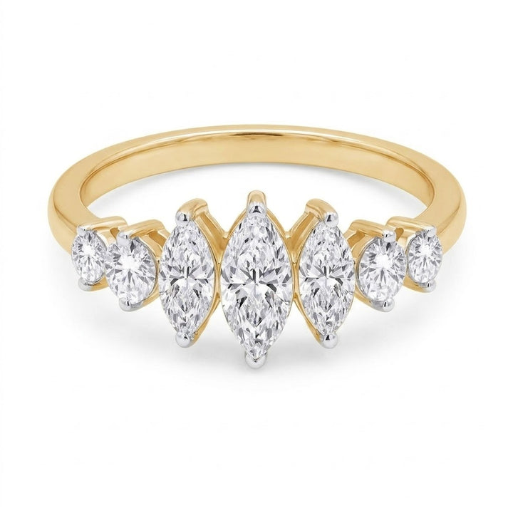 Marquise & Round Lab-Grown Diamond Band | 10K Yellow Gold | 1.00 CTW Lab Diamonds | LGR48932-100SF - Brownee Jewelers