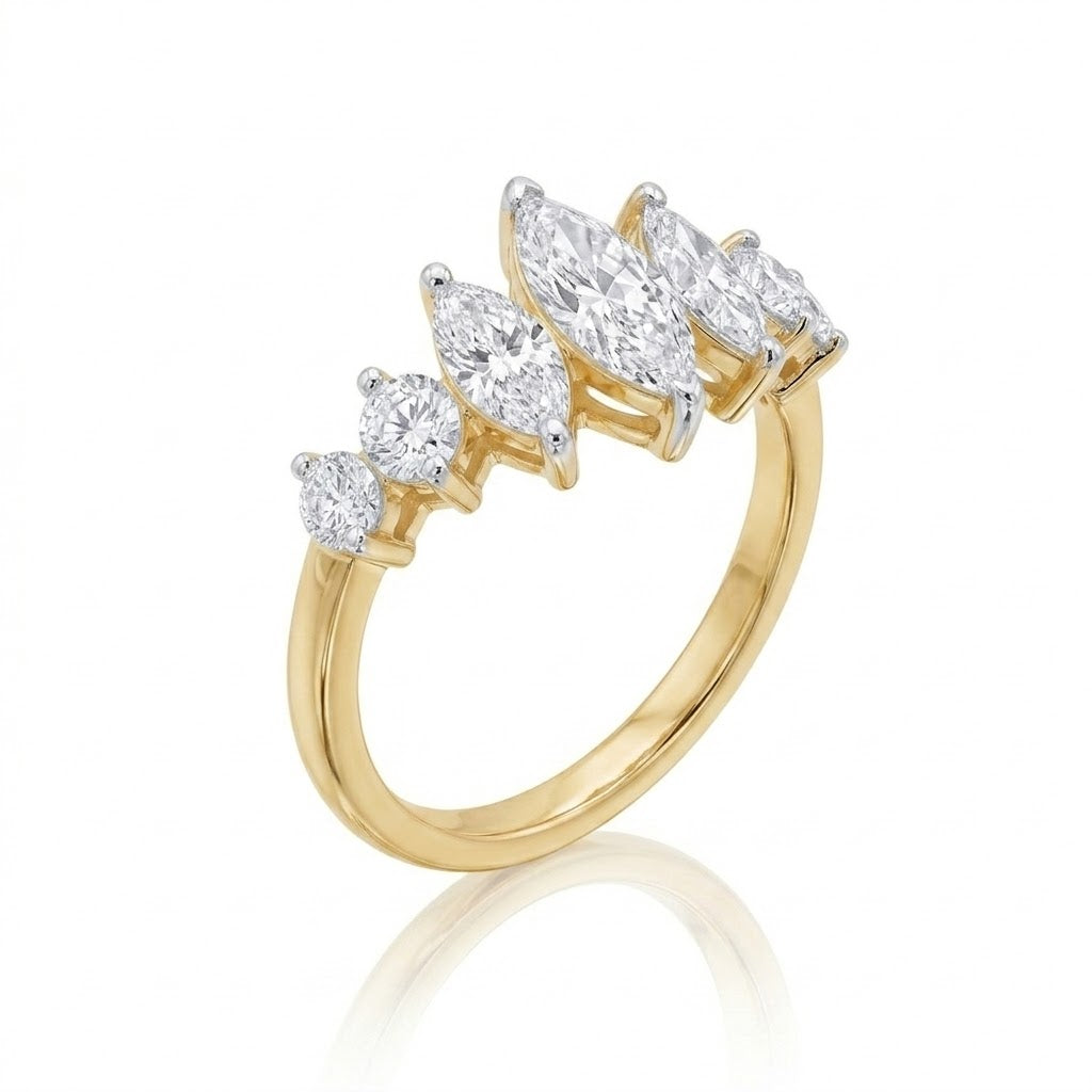 Marquise & Round Lab-Grown Diamond Band