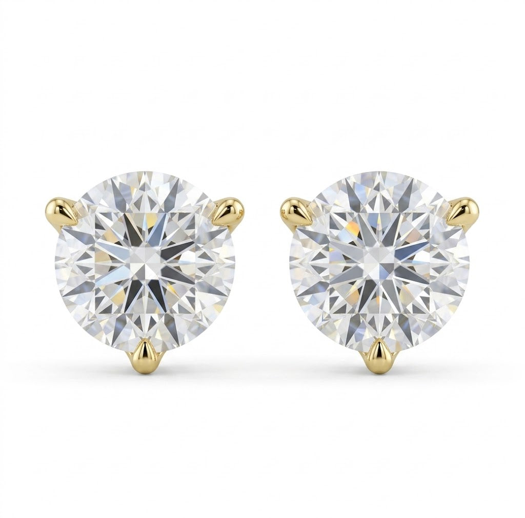 4.00 Carat Total Weight Round Lab-Grown Diamond Martini Stud Earrings in 14K Yellow Gold