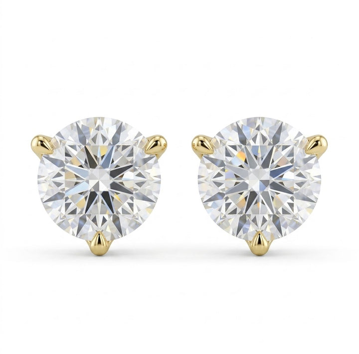 Round Lab-Grown Diamond Martini Stud Earrings | 14K Yellow Gold | 4.00 CTW | LG-MRTRD400-GY3LPB - Brownee Jewelers