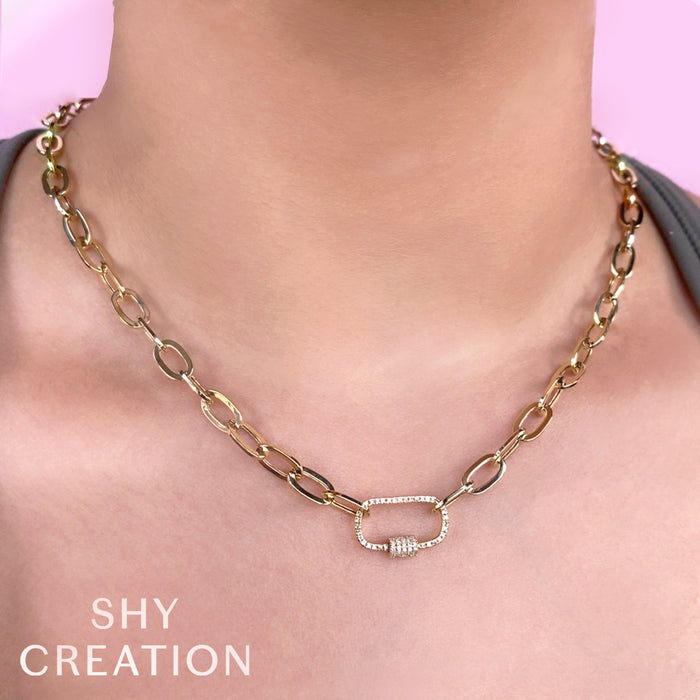 0.23 TOTAL CARAT WEIGHT DIAMOND PAPER CLIP LINK NECKLACE IN 14K YELLOW GOLD