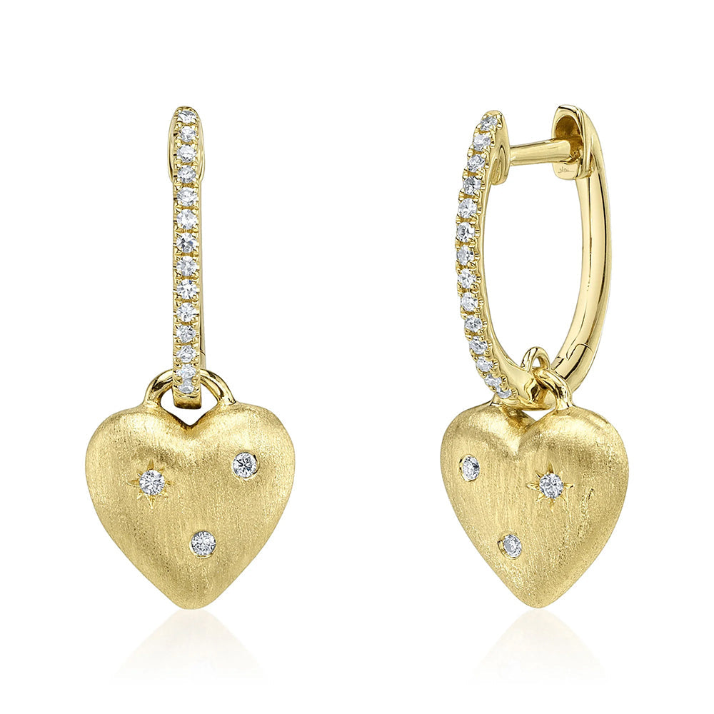 SHY CREATION | .10CT DIAMOND HEART STAR MATTE DANGLE EARRINGS | 14K YELLOW GOLD | SC55029296 - Brownee Jewelers
