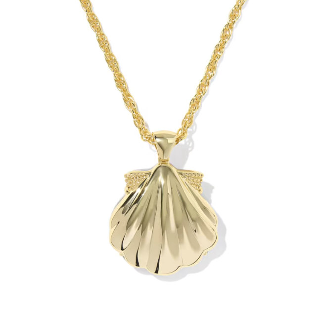 Lucia Shell Gold Short Pendant Necklace Iridescent Abalone Shell