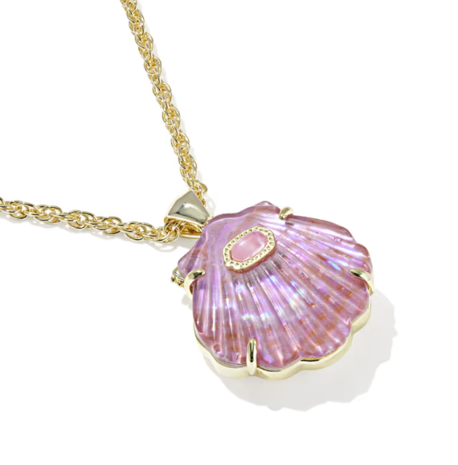 Lucia Shell Gold Short Pendant Necklace Light Mauve Illusion Shell