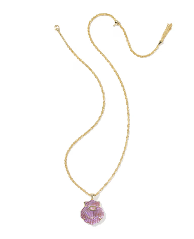 Lucia Shell Gold Short Pendant Necklace Light Mauve Illusion Shell