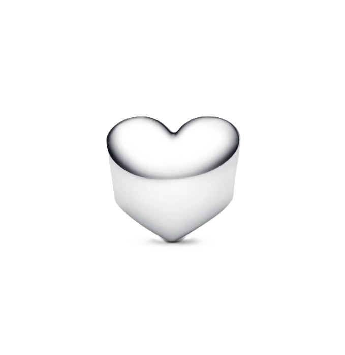 Pandora October Birthstone Heart Charm in Sterling Silver with a Pink Man-Made Crystal